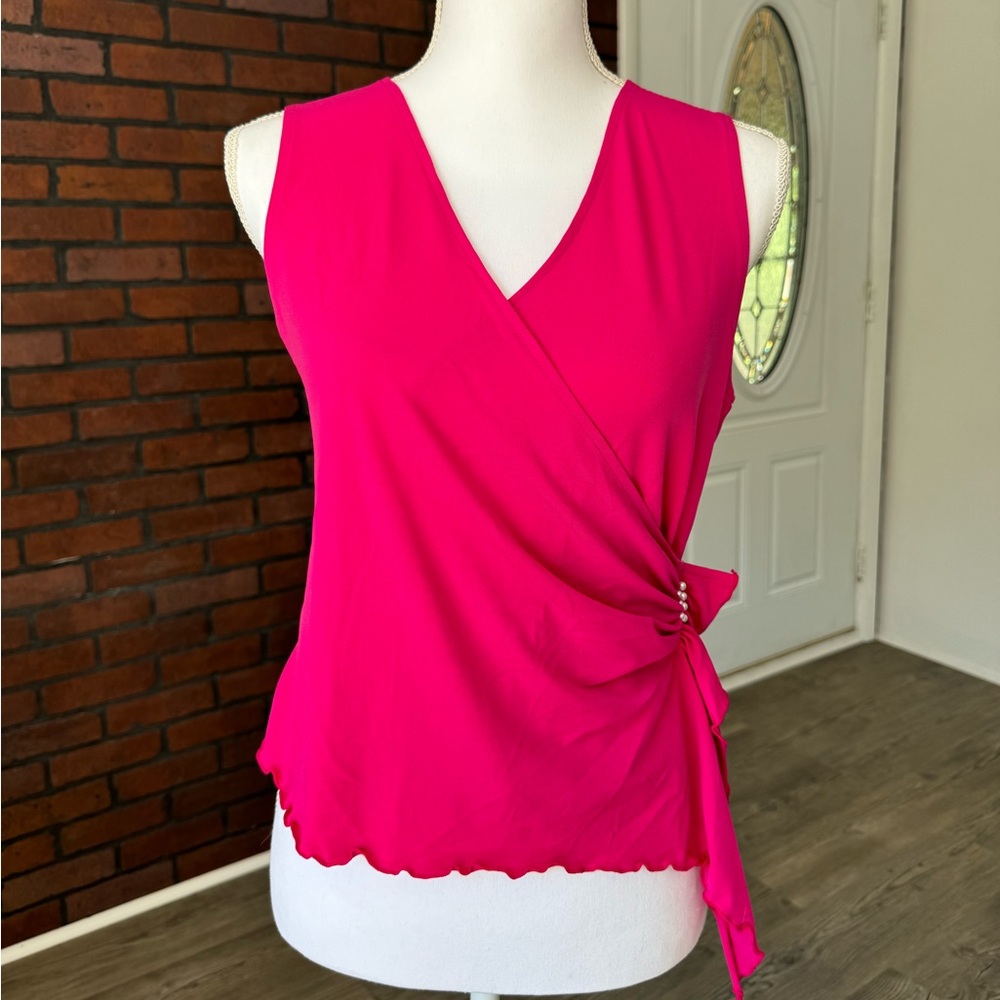 Giorgio‎ Fiorlini Pink Wrap Sleeveless Top Women’s Small V Neck Ruching